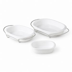 JUEGO 3 FUENTES DE HORNO CON SOPORTE